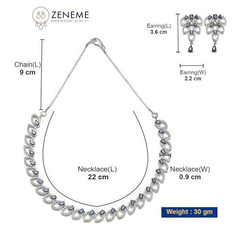 Rhodium-Plated AD Leaf Necklace Earring Set